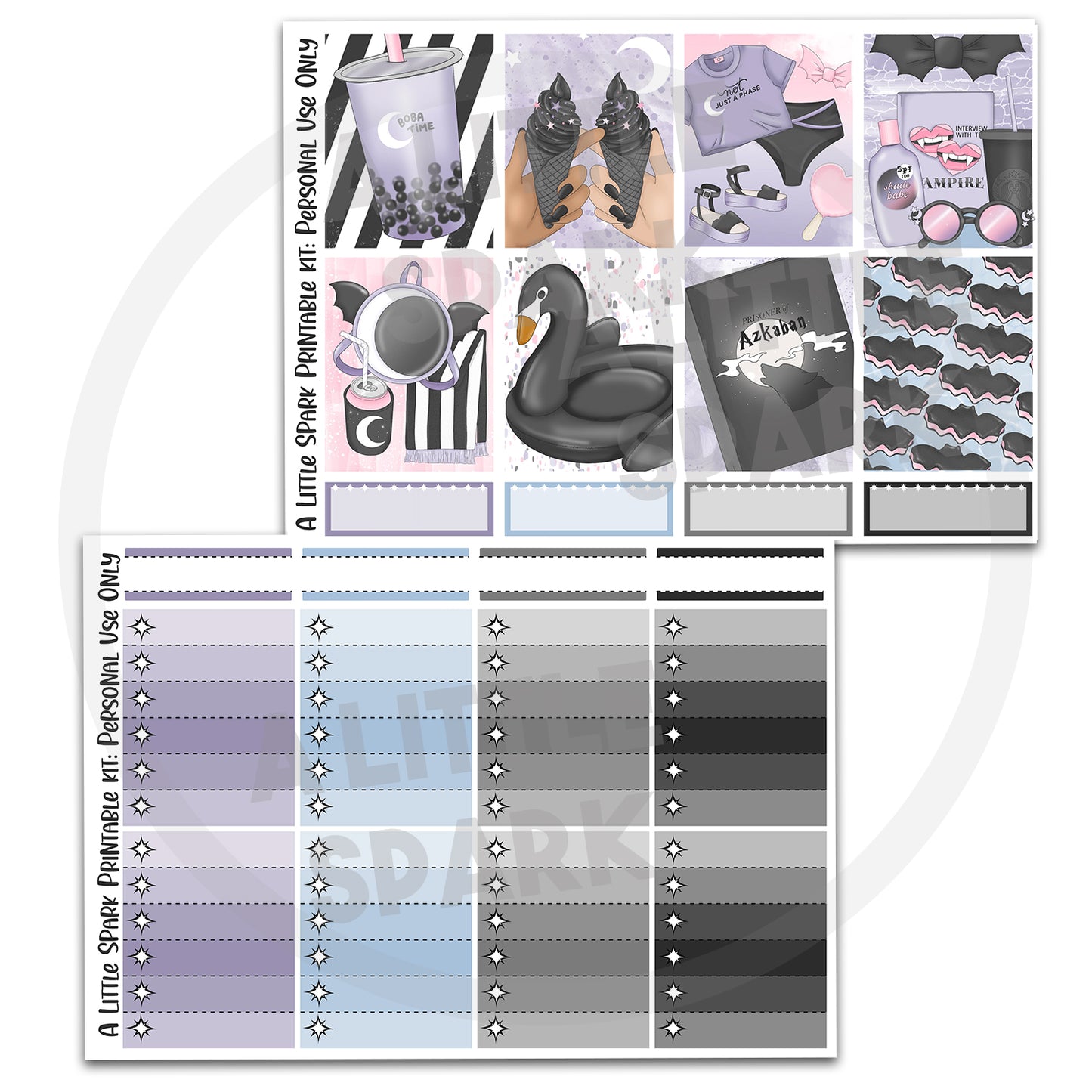 Vertical PRINTABLE Kit Black Summer