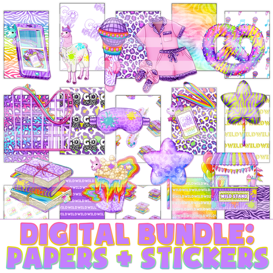 Digital Bundle: Digital Die Cuts and Papers // Painted Wild