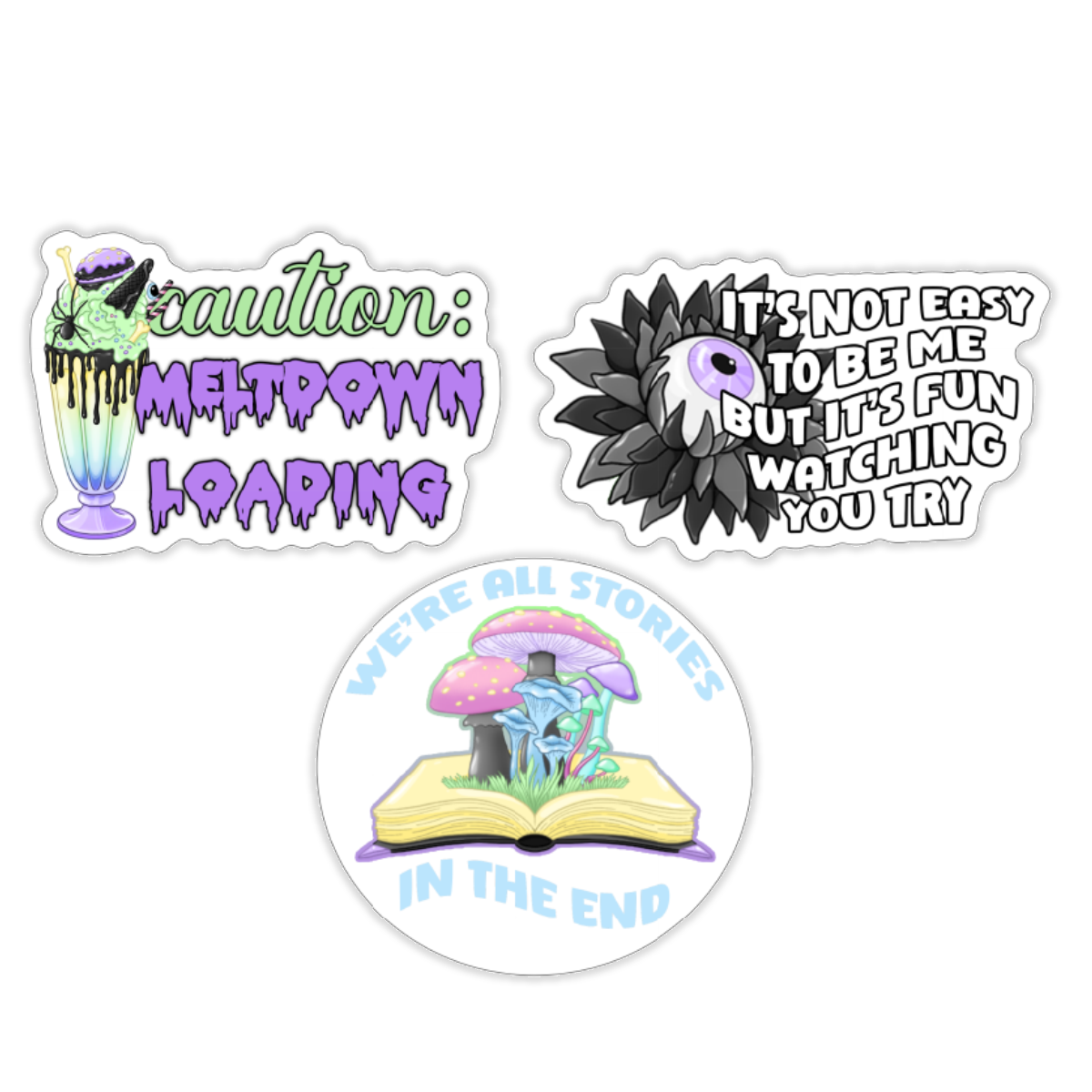 Spooky Petals: Quotes 3-Sticker Pack
