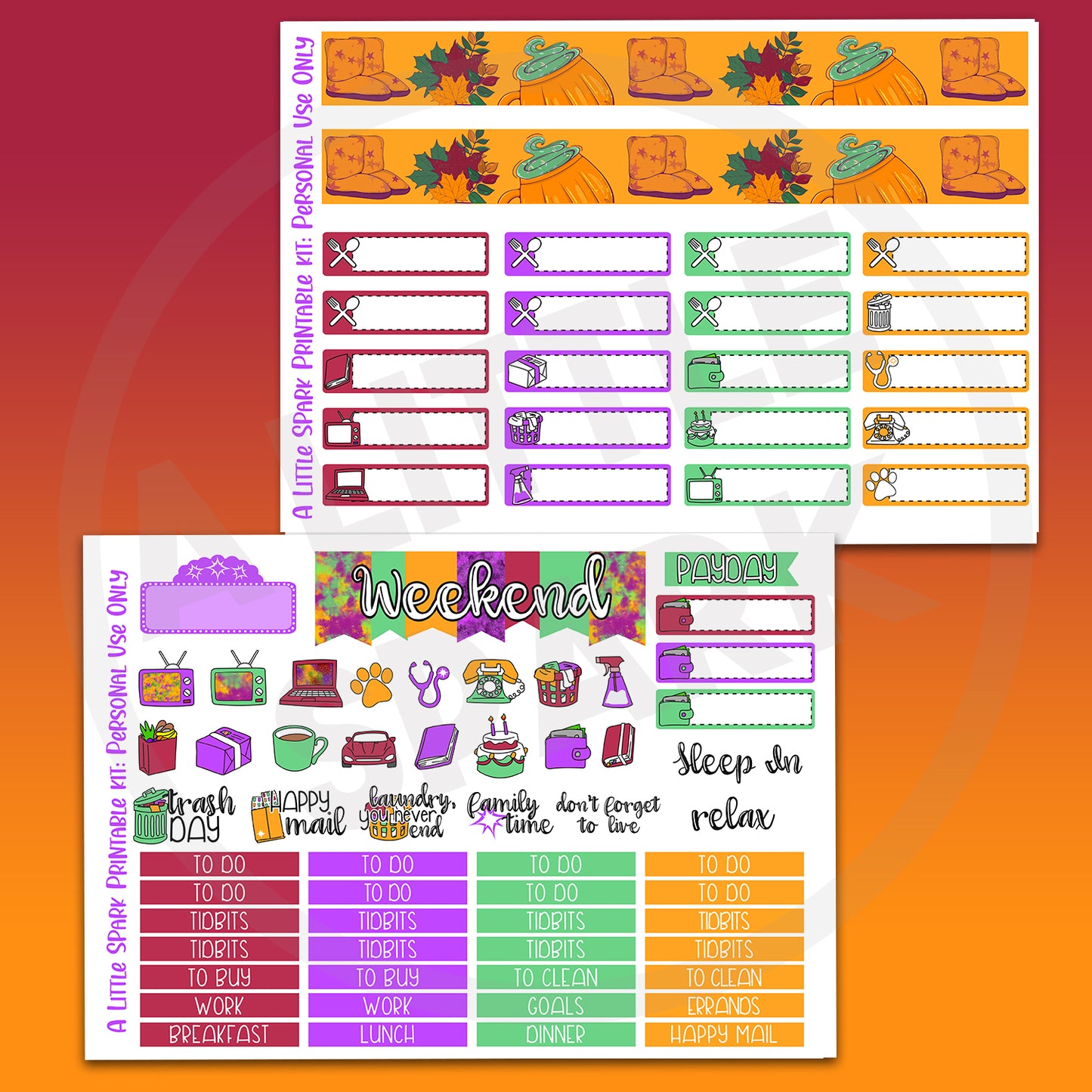 Vertical PRINTABLE Kit: Warm