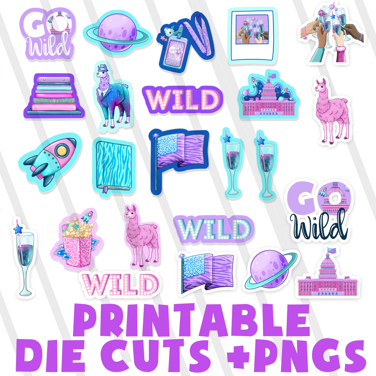 PRINTABLE / Digital: Wild Stars Die Cuts/Art