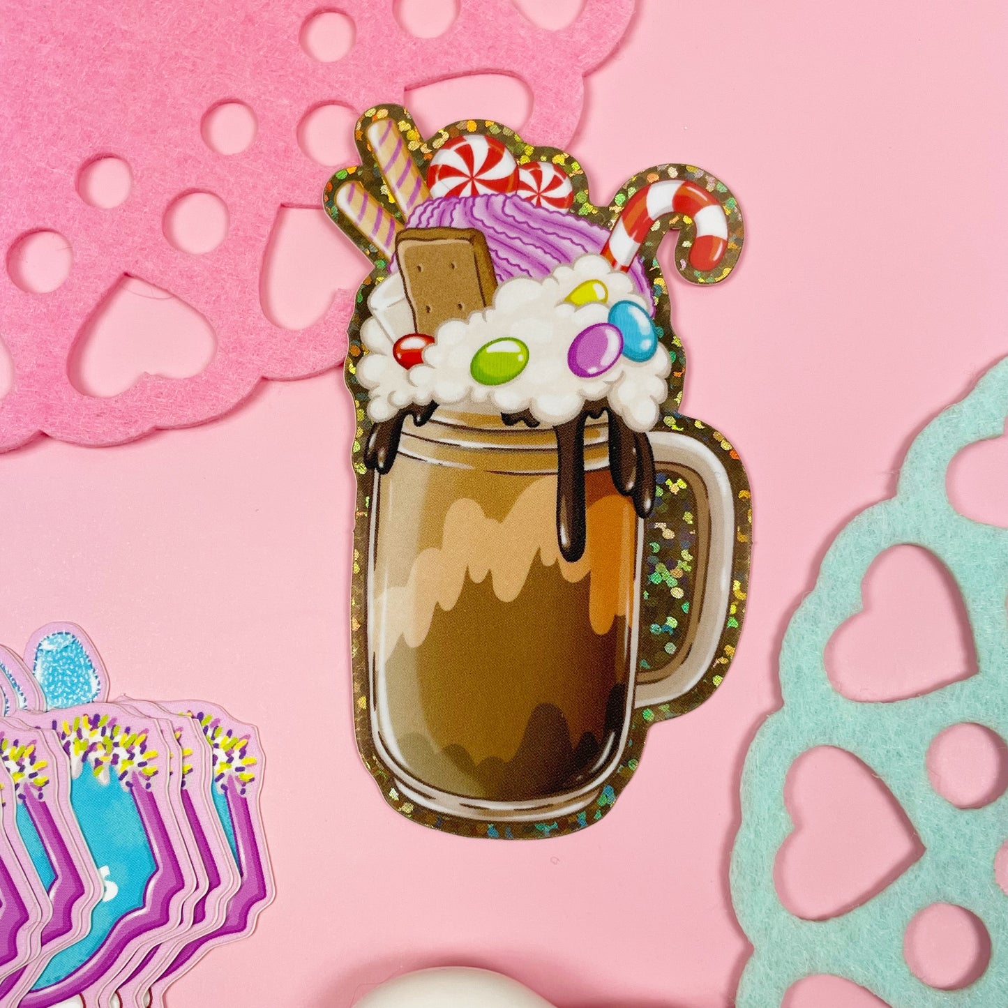 Yummy Hot Cocoa Glitter Vinyl Sticker